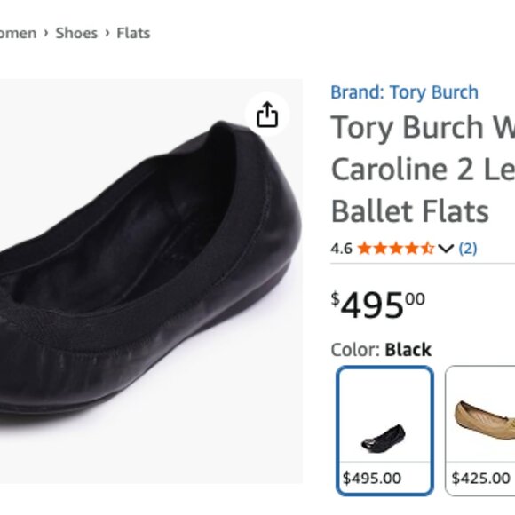 Tory Burch Women’s Caroline 2 Flats – Black Patent – Size 8.5 – Excellent Cond - Picture 2 of 5